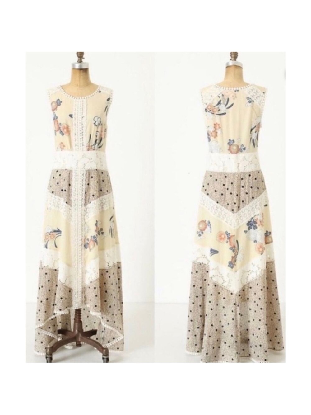 Leifnotes Anthropologie Field Biology Dress Cream Floral Midi 4